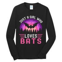 Vintage Bat Just A Girl Who Loves Bats Funny Bat Halloween Tall Long Sleeve T-Shirt