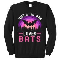 Vintage Bat Just A Girl Who Loves Bats Funny Bat Halloween Tall Sweatshirt