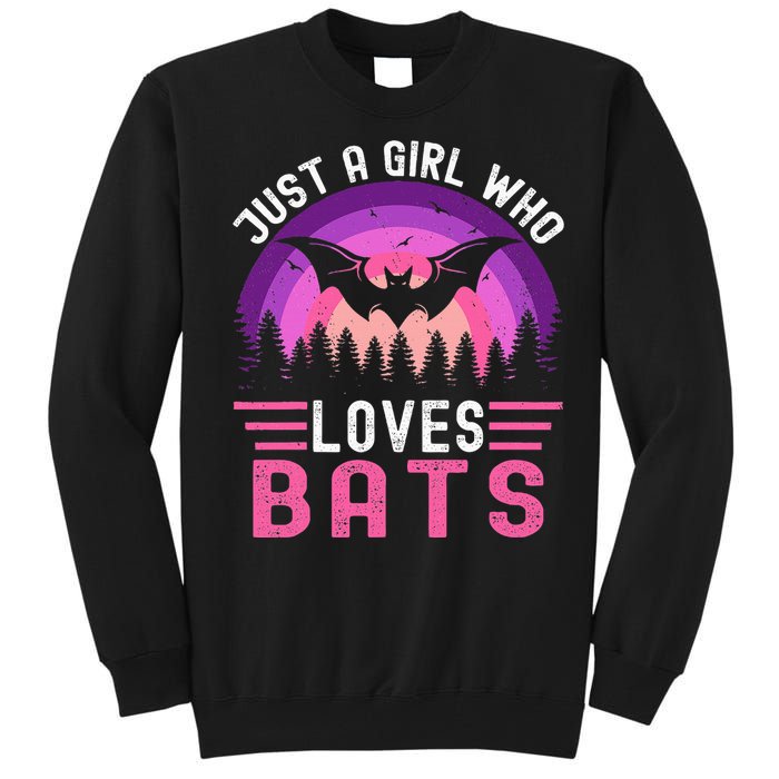 Vintage Bat Just A Girl Who Loves Bats Funny Bat Halloween Tall Sweatshirt