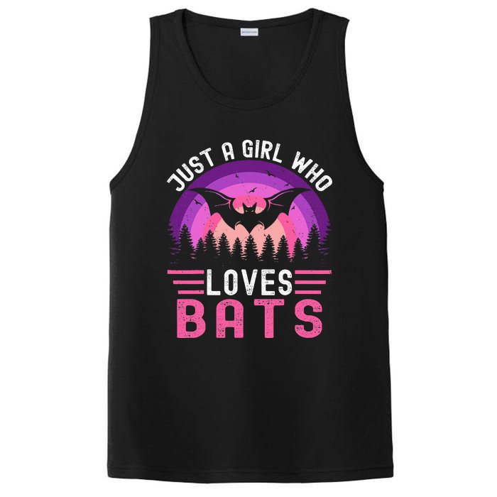 Vintage Bat Just A Girl Who Loves Bats Funny Bat Halloween PosiCharge Competitor Tank