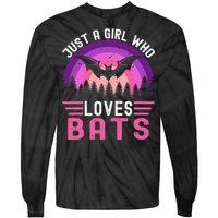 Vintage Bat Just A Girl Who Loves Bats Funny Bat Halloween Tie-Dye Long Sleeve Shirt