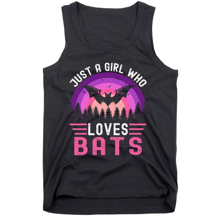 Vintage Bat Just A Girl Who Loves Bats Funny Bat Halloween Tank Top