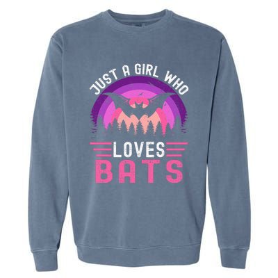 Vintage Bat Just A Girl Who Loves Bats Funny Bat Halloween Garment-Dyed Sweatshirt