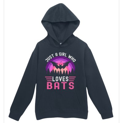 Vintage Bat Just A Girl Who Loves Bats Funny Bat Halloween Urban Pullover Hoodie