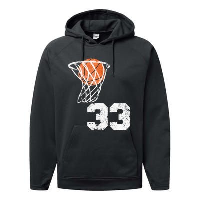 Vintage Basketball Jersey Number 33 Player Number Performance Fleece Hoodie