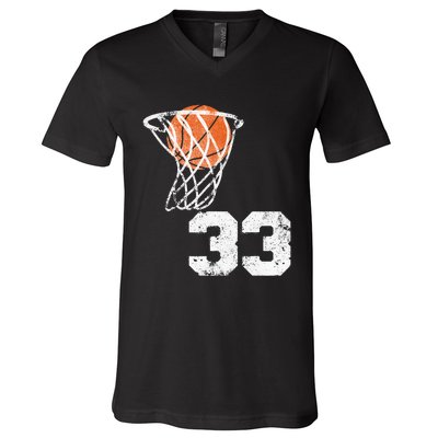 Vintage Basketball Jersey Number 33 Player Number V-Neck T-Shirt