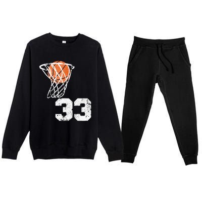 Vintage Basketball Jersey Number 33 Player Number Premium Crewneck Sweatsuit Set