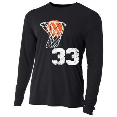 Vintage Basketball Jersey Number 33 Player Number Cooling Performance Long Sleeve Crew