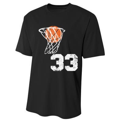 Vintage Basketball Jersey Number 33 Player Number Performance Sprint T-Shirt