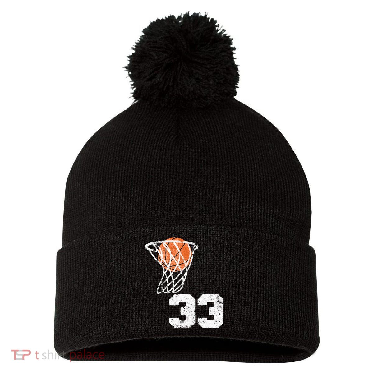Vintage Basketball Jersey Number 33 Player Number Pom Pom 12in Knit Beanie