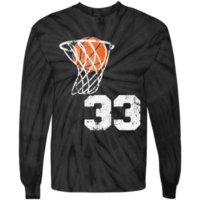 Vintage Basketball Jersey Number 33 Player Number Tie-Dye Long Sleeve Shirt