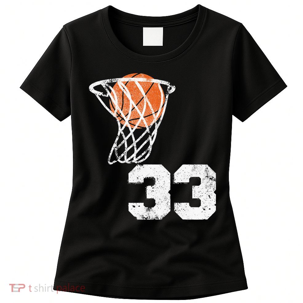 Vintage Basketball Jersey Number 33 Player Number Womens T-Shirt