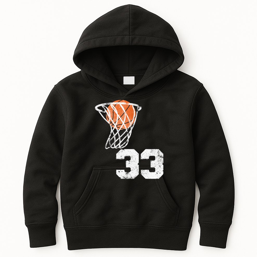 Vintage Basketball Jersey Number 33 Player Number Kids Hoodie