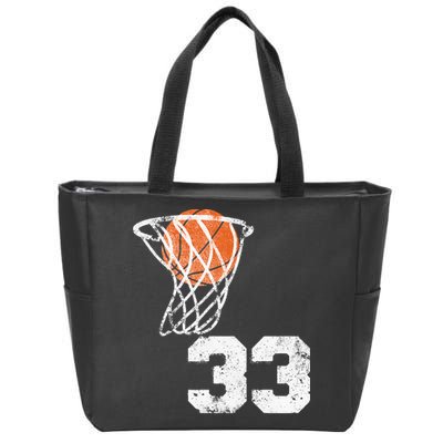 Vintage Basketball Jersey Number 33 Player Number Zip Tote Bag