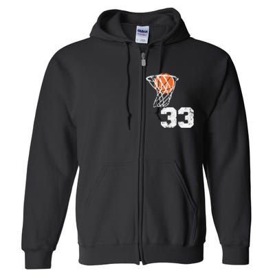 Vintage Basketball Jersey Number 33 Player Number Full Zip Hoodie