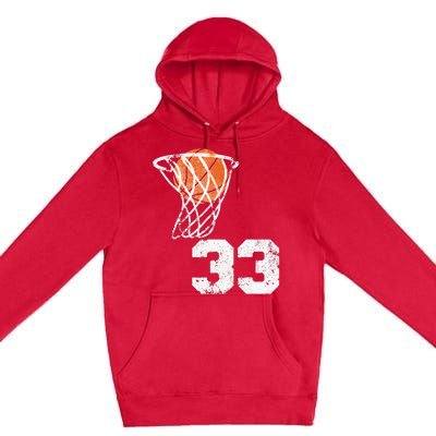 Vintage Basketball Jersey Number 33 Player Number Premium Pullover Hoodie