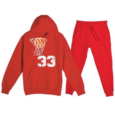 Vintage Basketball Jersey Number 33 Player Number Premium Hooded Sweatsuit Set