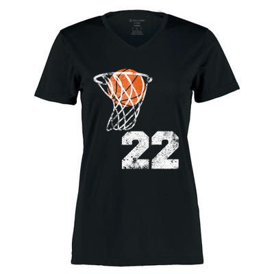 Vintage Basketball Jersey Number 22 Women's Momentum V-Neck T-Shirt