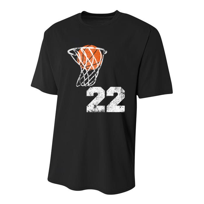 Vintage Basketball Jersey Number 22 Youth Performance Sprint T-Shirt