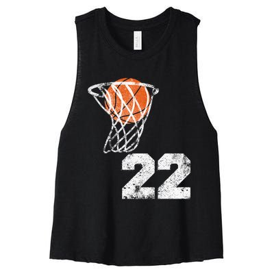 Vintage Basketball Jersey Number 22 Women's Racerback Cropped Tank