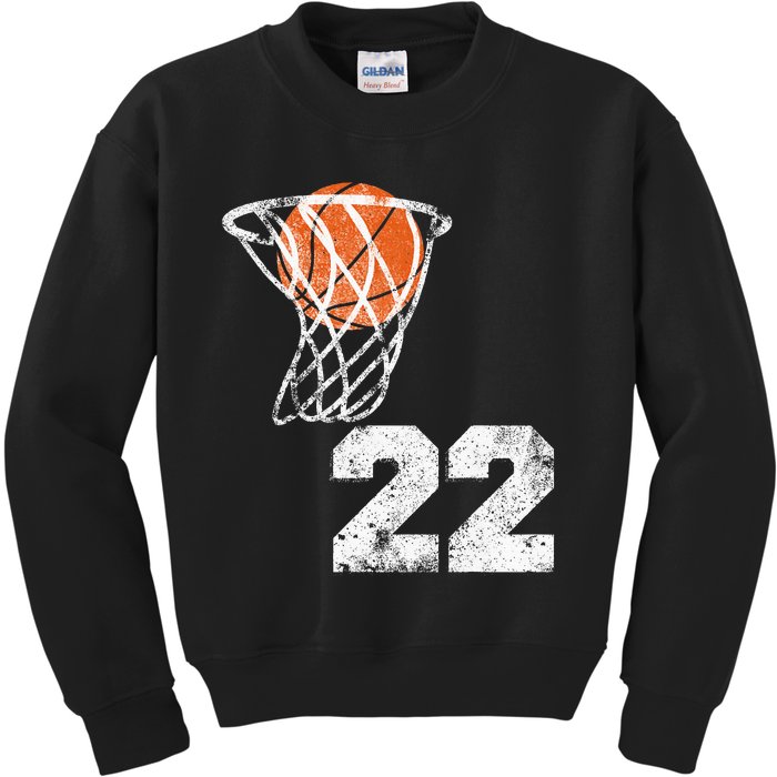 Vintage Basketball Jersey Number 22 Kids Sweatshirt