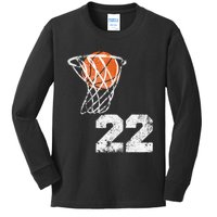 Vintage Basketball Jersey Number 22 Kids Long Sleeve Shirt