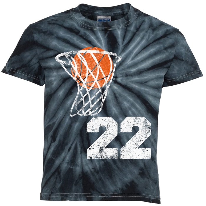 Vintage Basketball Jersey Number 22 Kids Tie-Dye T-Shirt