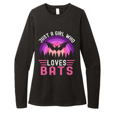 Vintage Bat Just A Girl Who Loves Bats Funny Bat Halloween Womens CVC Long Sleeve Shirt