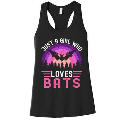 Vintage Bat Just A Girl Who Loves Bats Funny Bat Halloween Women's Racerback Tank