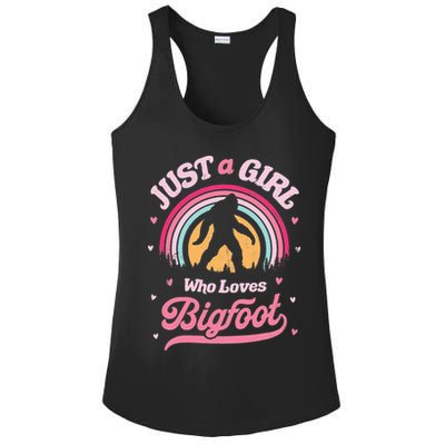 Vintage Bigfoot Just A Girl Who Loves Sasquatch Ladies PosiCharge Competitor Racerback Tank