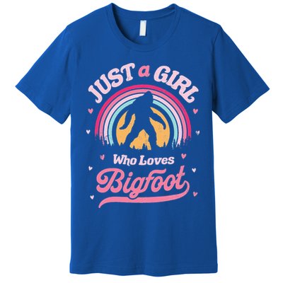 Vintage Bigfoot Just A Girl Who Loves Sasquatch Premium T-Shirt
