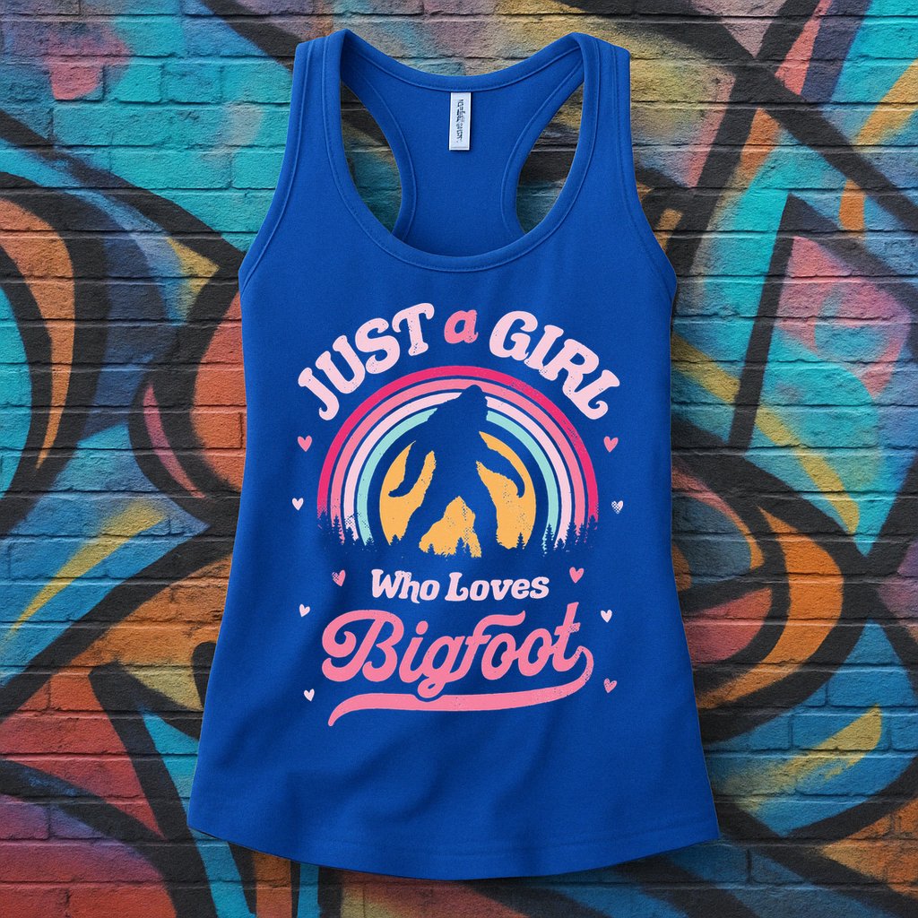 Vintage Bigfoot Just A Girl Who Loves Sasquatch Womens Tank Top