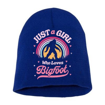 Vintage Bigfoot Just A Girl Who Loves Sasquatch Short Acrylic Beanie