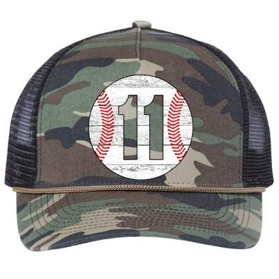 Vintage Baseball Jersey Number 11 Retro Rope Trucker Hat Cap