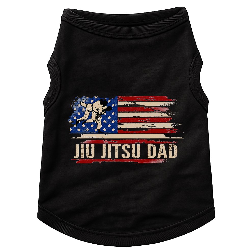 Vintage Bjj Jiujitsu Dad American Usa Flag Sports Doggie Tank