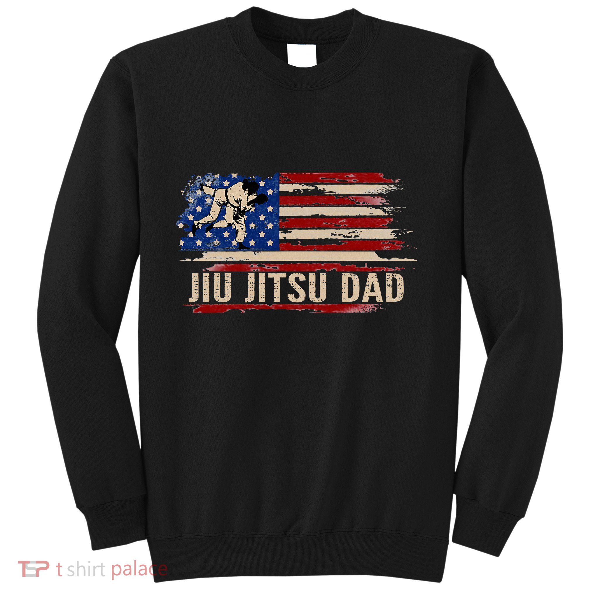 Vintage Bjj Jiujitsu Dad American Usa Flag Sports Sweatshirt