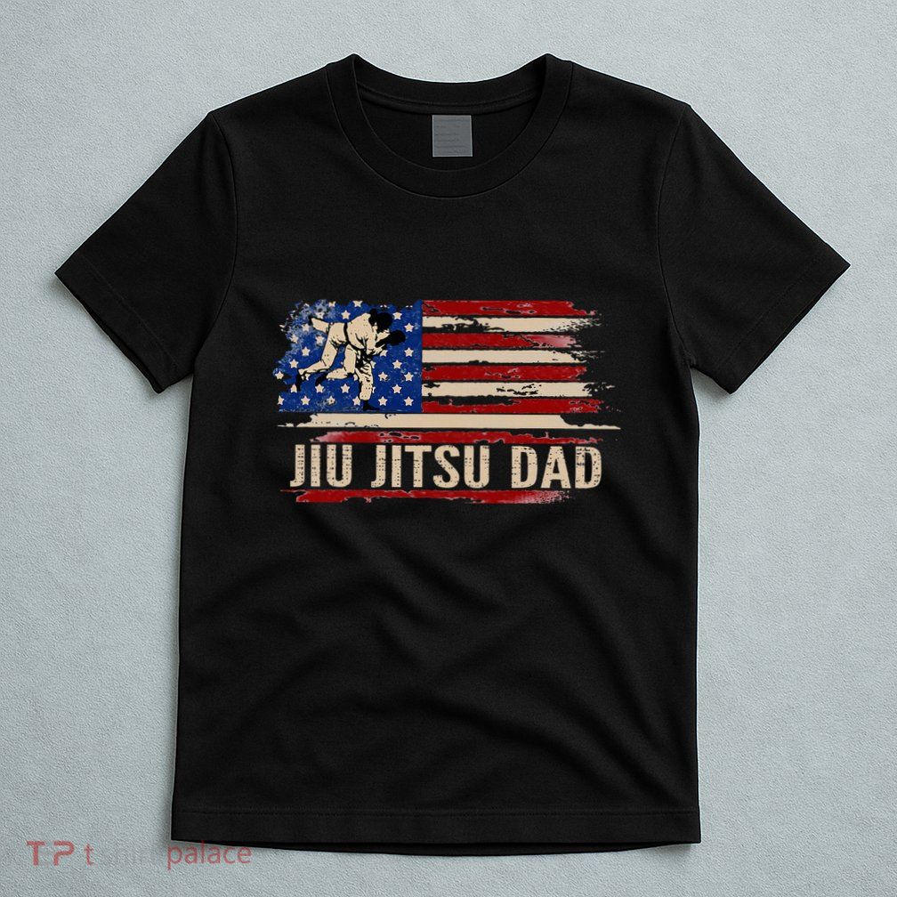 Vintage Bjj Jiujitsu Dad American Usa Flag Sports T-Shirt
