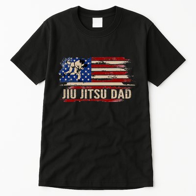 Vintage Bjj Jiujitsu Dad American Usa Flag Sports Tall T-Shirt