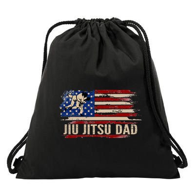 Vintage Bjj Jiujitsu Dad American Usa Flag Sports Drawstring Bag