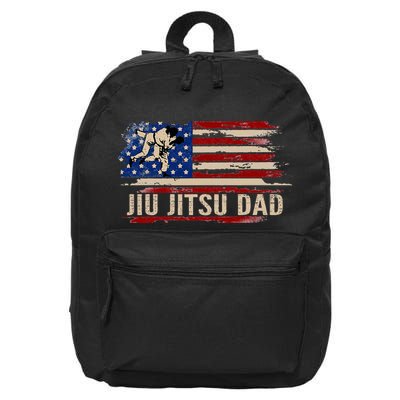 Vintage Bjj Jiujitsu Dad American Usa Flag Sports 16 in Basic Backpack