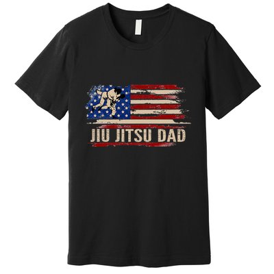 Vintage Bjj Jiujitsu Dad American Usa Flag Sports Premium T-Shirt