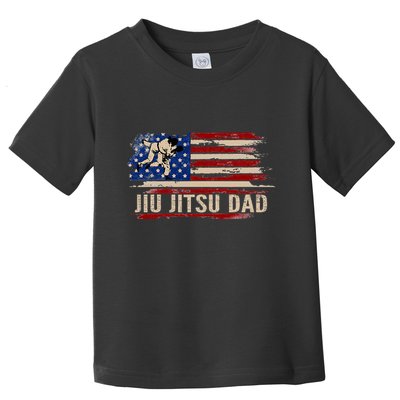 Vintage Bjj Jiujitsu Dad American Usa Flag Sports Toddler T-Shirt