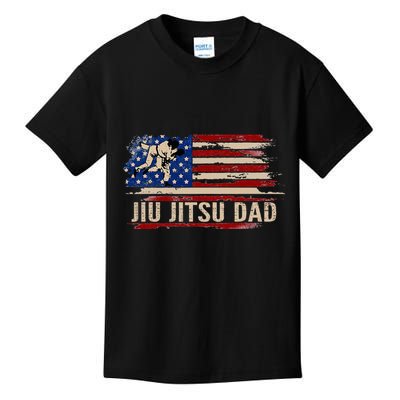 Vintage Bjj Jiujitsu Dad American Usa Flag Sports Kids T-Shirt