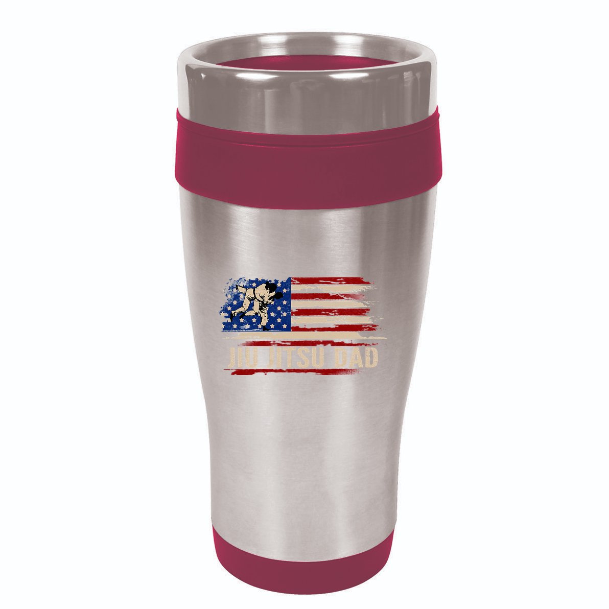 Vintage Bjj Jiujitsu Dad American Usa Flag Sports 16oz Travel Tumbler