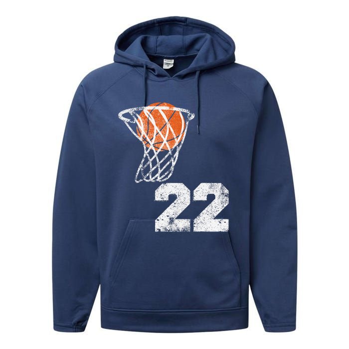 Vintage Basketball Jersey Number 22 Player Number Performance Fleece Hoodie