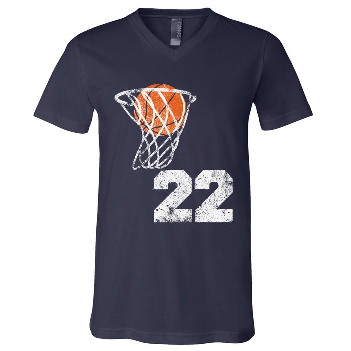 Vintage Basketball Jersey Number 22 Player Number V-Neck T-Shirt