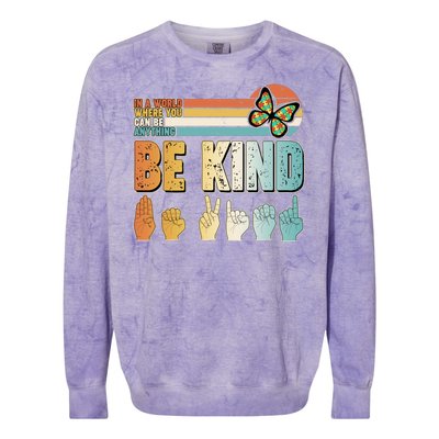 Vintage Be Kind Sign Langage Colorblast Crewneck Sweatshirt