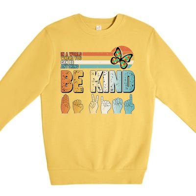 Vintage Be Kind Sign Langage Premium Crewneck Sweatshirt