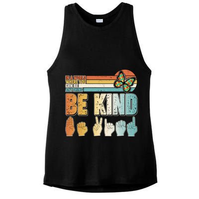 Vintage Be Kind Sign Langage Ladies PosiCharge Tri-Blend Wicking Tank