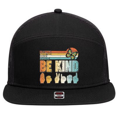 Vintage Be Kind Sign Langage 7 Panel Mesh Trucker Snapback Hat
